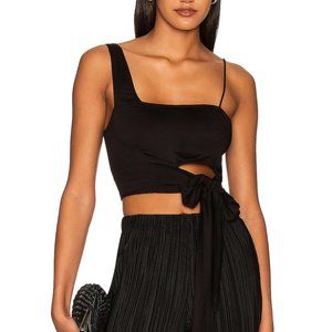 FREE PEOPLE Mila Asymmetric Crop Top In Black